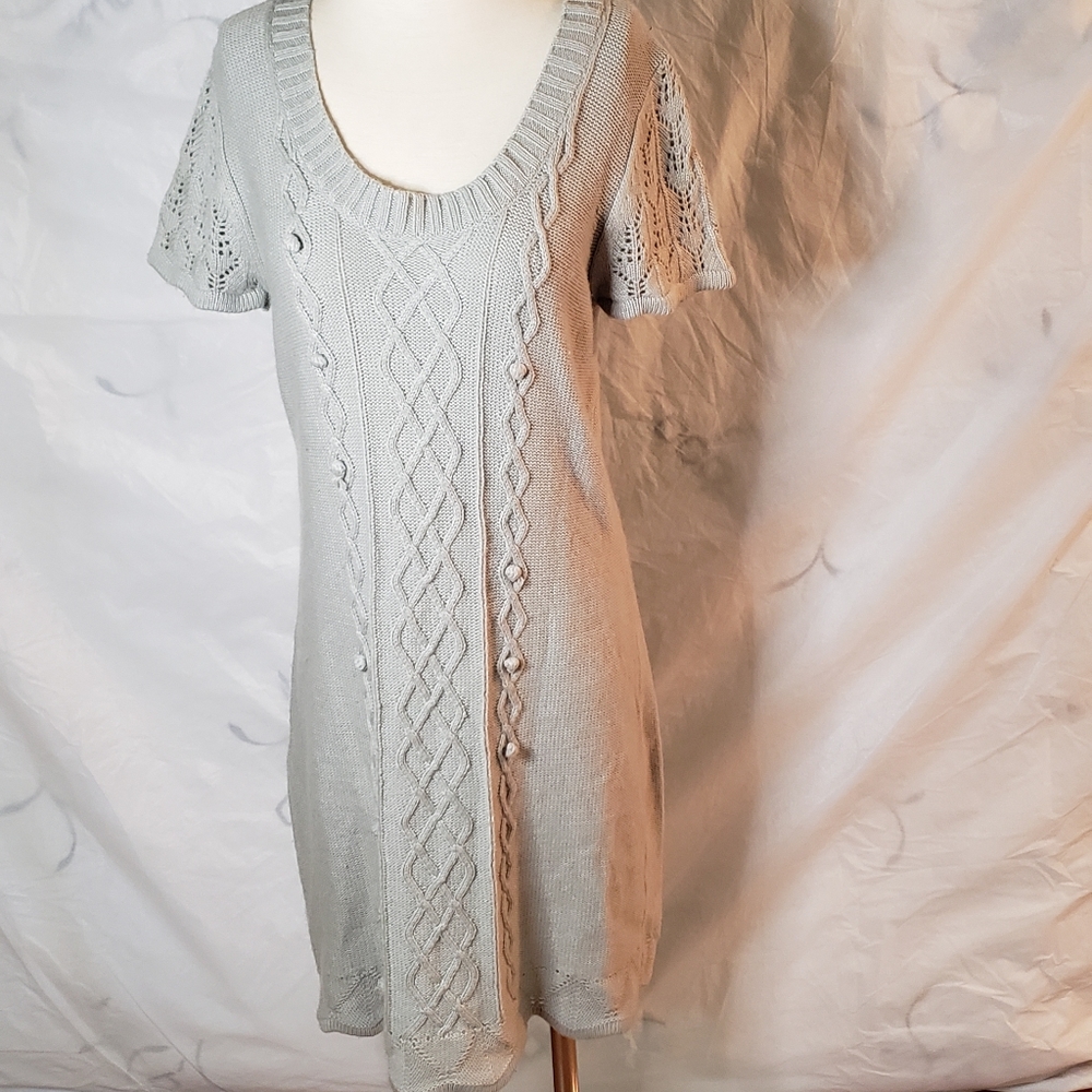Cato Gray Color Crew Neck Sweater Dress